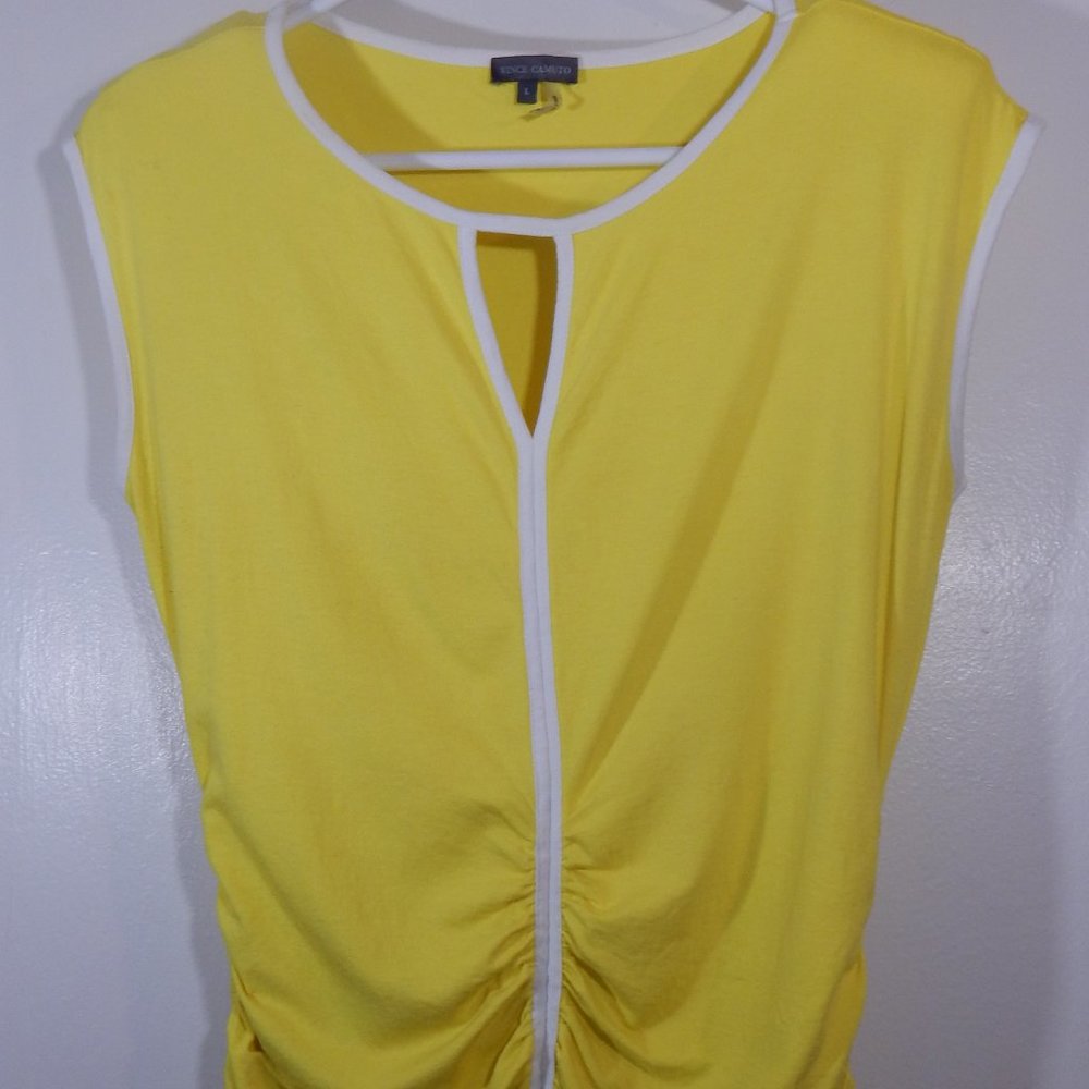 Vince Camuto Ruched Keyhole Sleeveless Top